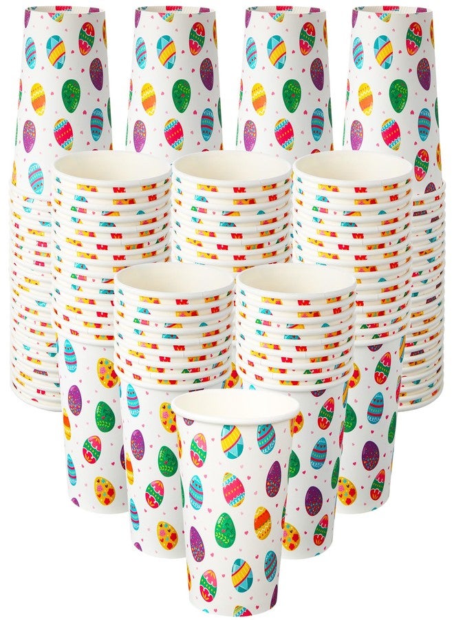 ماكس تشيك عبوة ماكس تشيك من 100 كوب ورقي للاستخدام مرة واحدة، سعة 9 أونصات، مزينة ببيض ملون، مناسبة للماء والعصير والمشروبات الساخنة والباردة، مثالية لحفلات شاي الربيع السعيدة. - Image 1